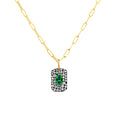 Load image into Gallery viewer, OLIVE & CHAIN Emerald & Diamond Dog Tag Necklace - Yellow Gold
