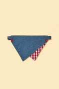 Load image into Gallery viewer, Park Day Denim Gingham Print Handmade Bandana
