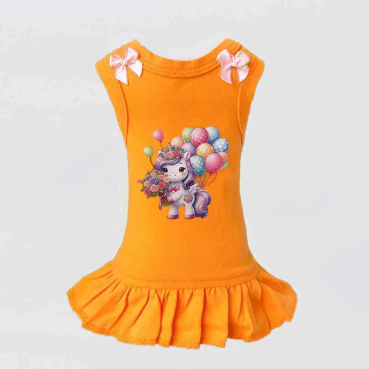 Hello Doggie Party Girl Dog Faux Fur Cotton Dress