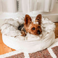 Load image into Gallery viewer, PupPouf™ Faux Fur Donut Dog Bed - White with Brown Accents - Southlake Paws
