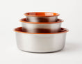 Load image into Gallery viewer, Slow Feeder Dog Bowl by Southlake Paws in orange and stainless steel, featuring three nested bowls with anti-slip design.
