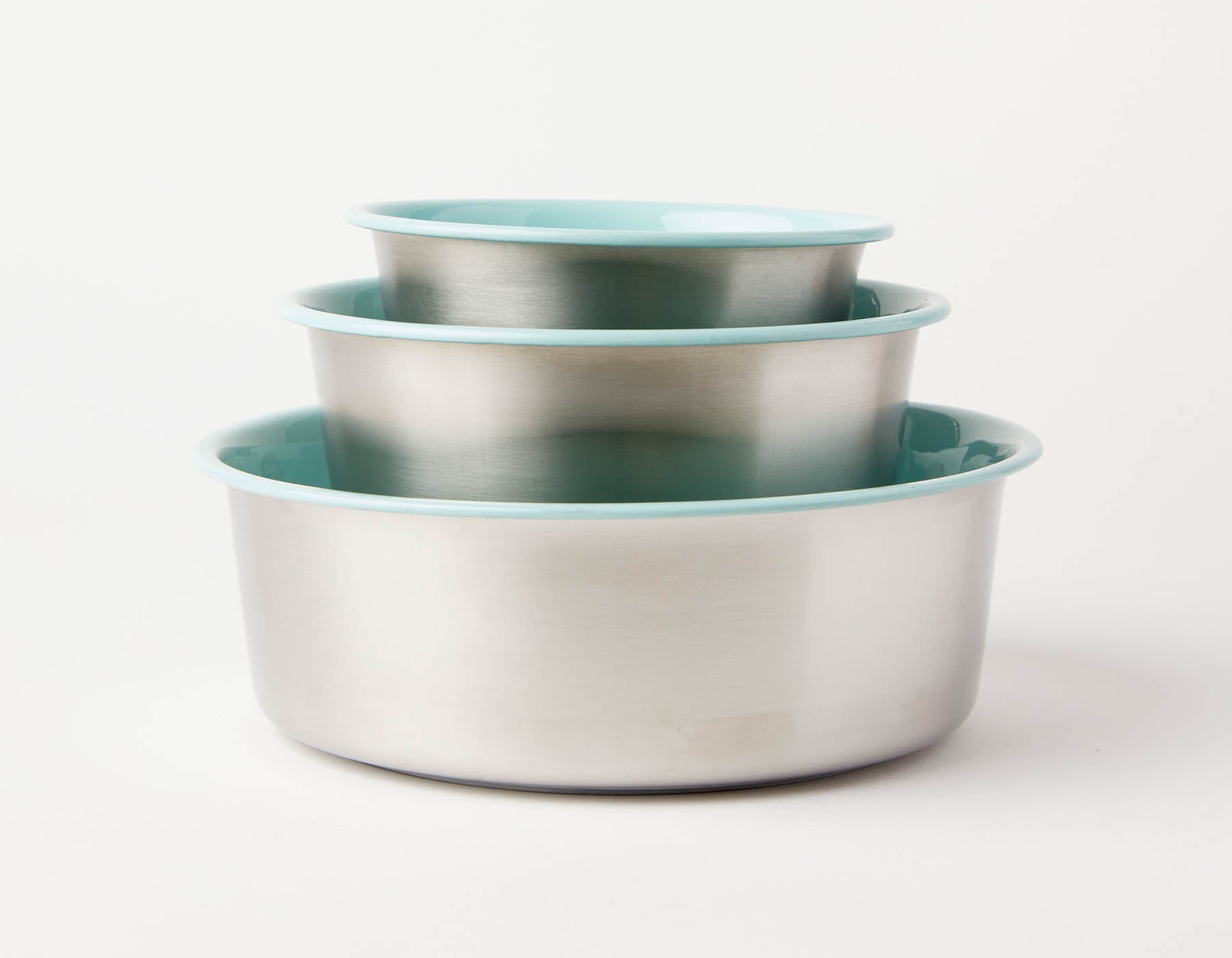 Slow Feeder Dog Bowl Teal by Southlake Paws, featuring three stainless steel bowls with anti-slip teal edges.