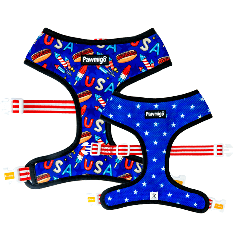 Red, White & Bark Reversible Harness - Southlake Paws
