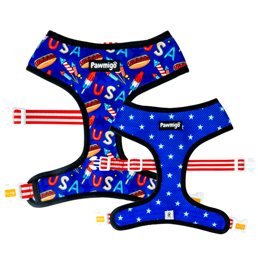 Red, White & Bark Reversible Harness - Southlake Paws