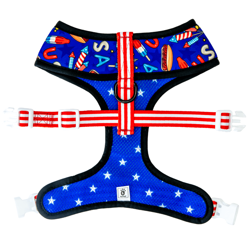 Red, White & Bark Reversible Harness - Southlake Paws