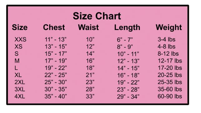 Paws & Petals Spring Denim Jacket size chart