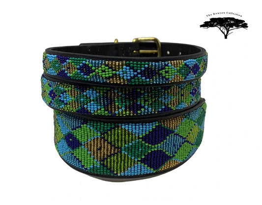 TKC Peacock Argyle Beaded Dog Collar