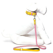 Personalized Braided Dog Leash Pink/Yellow