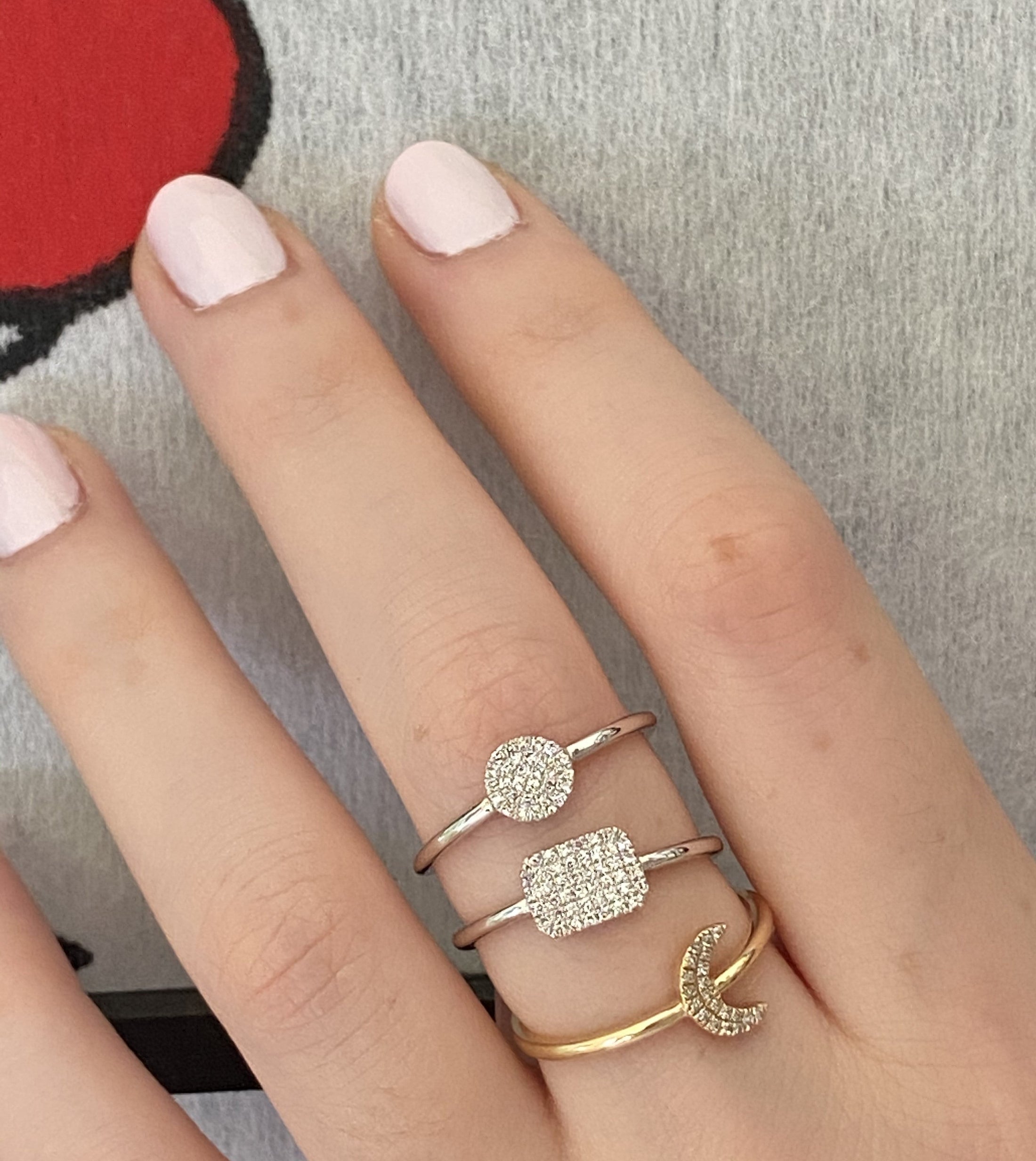 OLIVE & CHAIN Diamond Rectangle Ring - White Gold, 5.5