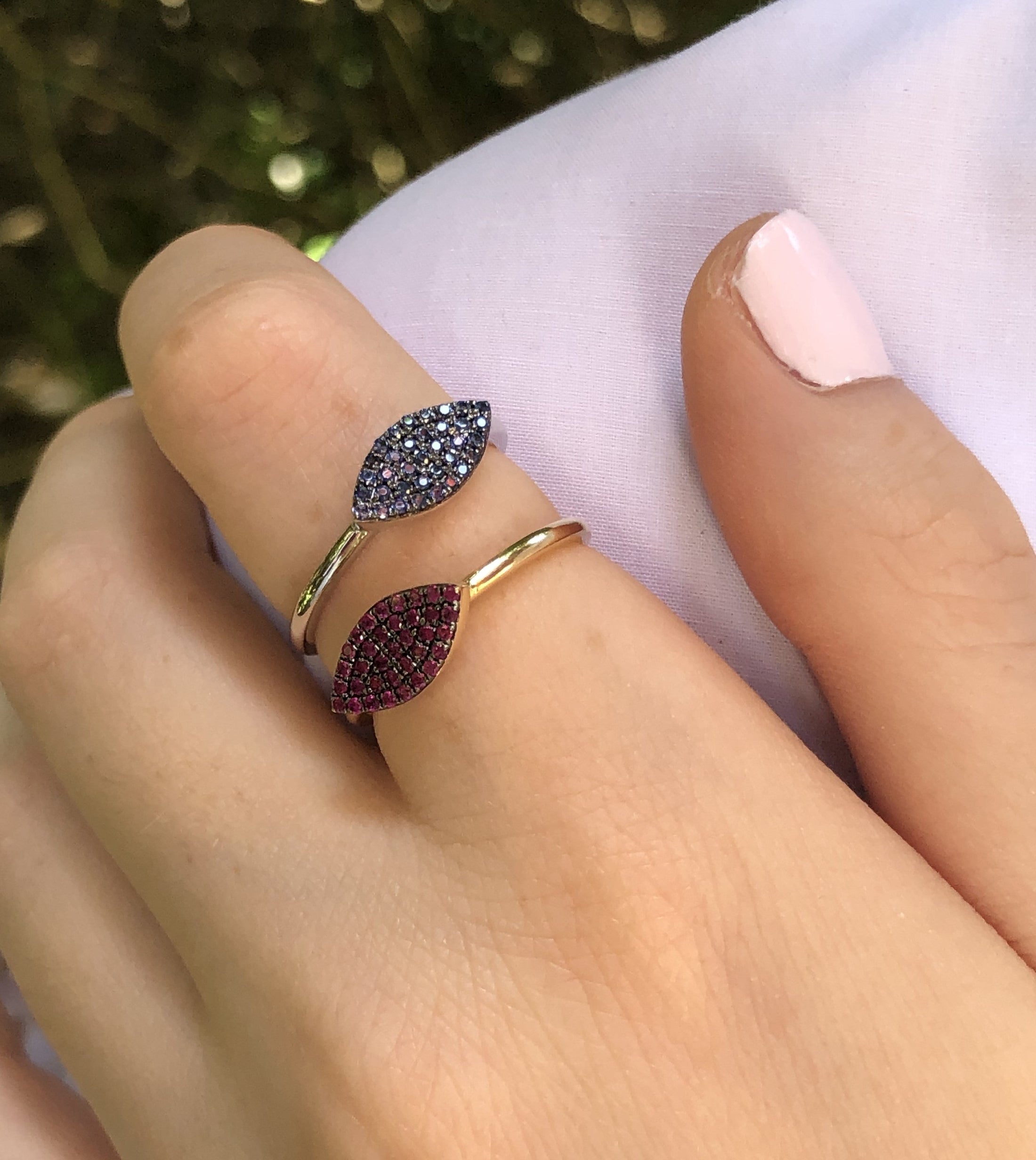 OLIVE & CHAIN Rainbow Marquise Ring - Yellow Gold, 5.5
