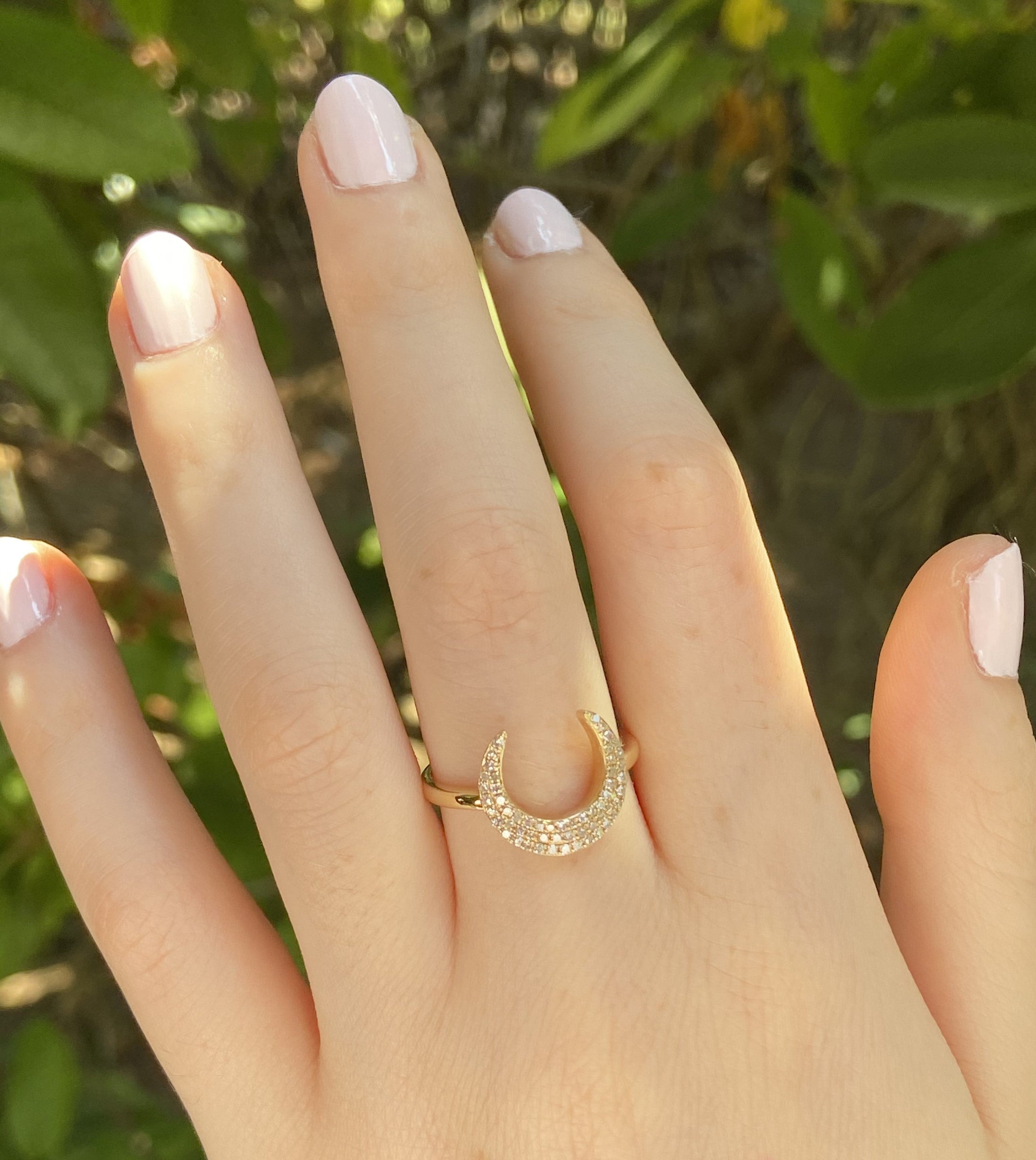 OLIVE & CHAIN Diamond Horn Ring - Yellow Gold, 5.5