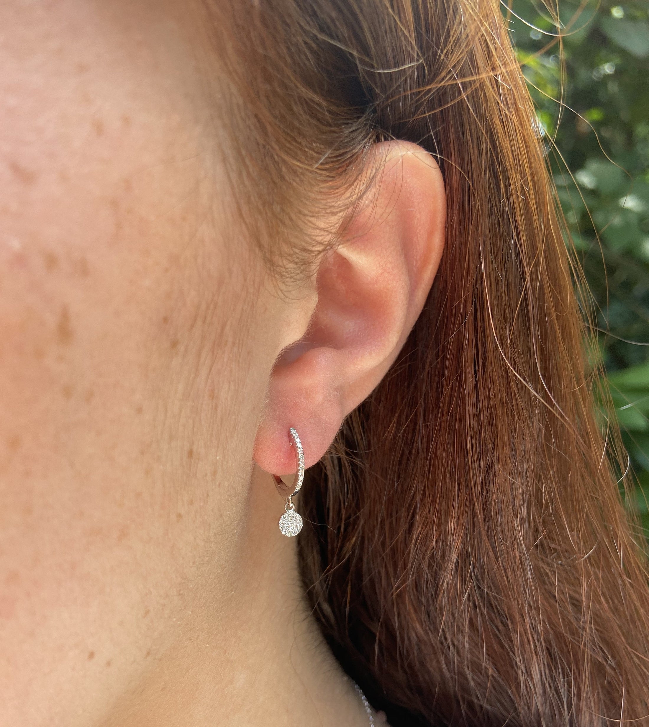 OLIVE & CHAIN Diamond Disc Dangle Earring - Yellow Gold, Single
