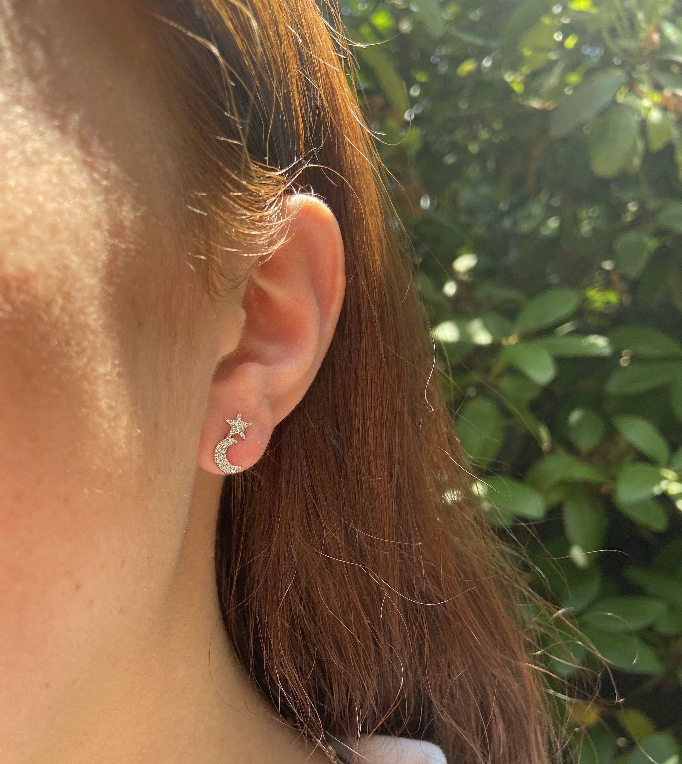 OLIVE & CHAIN Diamond Star Moon Stud Earring
