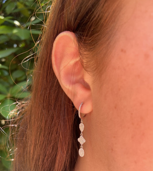 OLIVE & CHAIN Diamond Charm Drop Earring