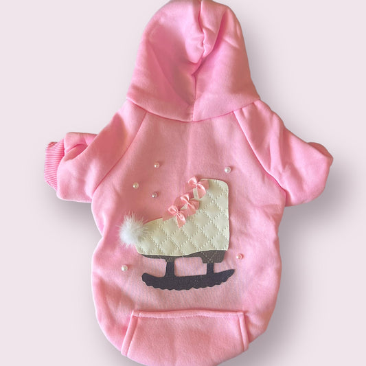 Quilted Ice Skate Dog Hoodie 