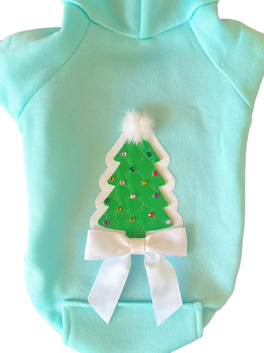 Quilted Christmas Tree Dog Hoodie 