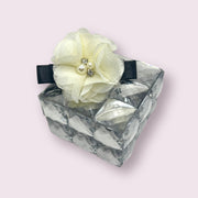 Chiffon Camellia Rose Vegan Leather Dog Hair Barrette 