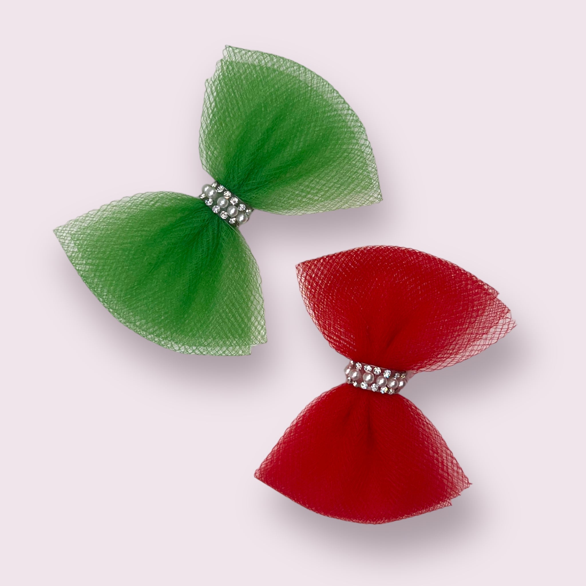 Holiday Cheer Tulle Bows- Dog Hair Bow 
