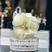 Chiffon Camellia Rose Vegan Leather Dog Hair Barrette