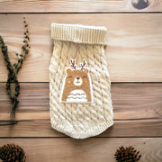 Antler Bear Knit Sweater- Dog Sweater