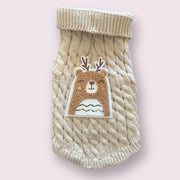 Antler Bear Knit Sweater- Dog Sweater 