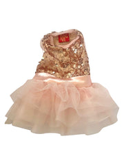 Marilyn Dog Tutu Dress, Rose Gold Sequins 