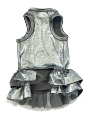 Crushing on YOU Metallic Velvet Dog Dress, Silver 