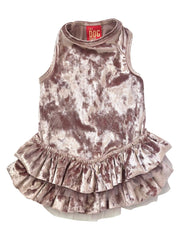 Crushing on YOU Metallic Velvet Dog Dress, Blush 