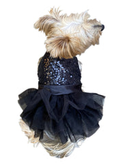 Marilyn Dog Tutu Dress, Black Sequins 