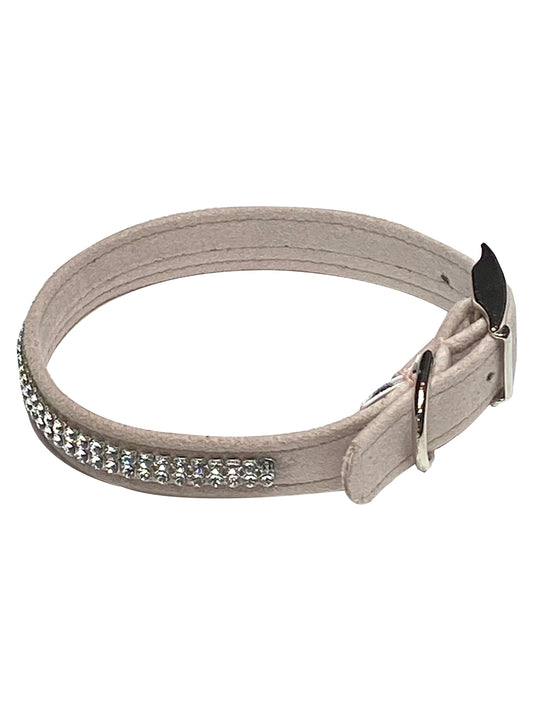 Glamour Girl Ultrasuede Collar w/ Swarovski Crystal, Lt Rose