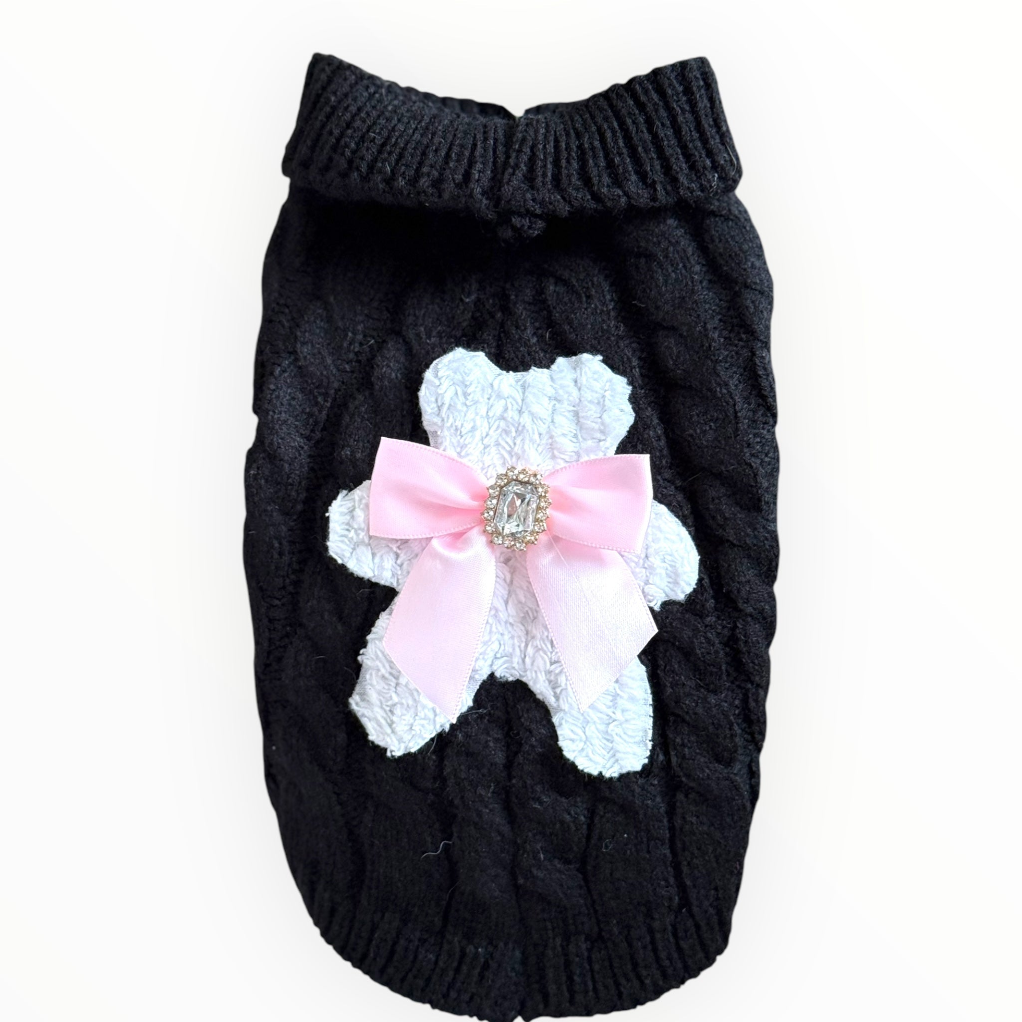 My Fuzzy Bear Bow Knit Dog Sweater 