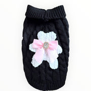 My Fuzzy Bear Bow Knit Dog Sweater 