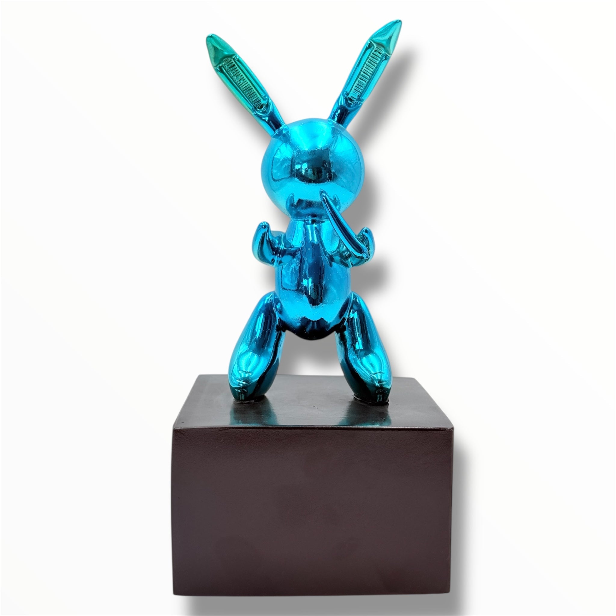 Small Balloon Rabbit Sculpture - Blue Chrome Edition - blue chrome small balloon rabbit sculpture, luxury sculpture, product…
