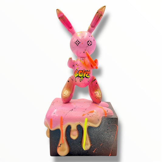 Balloon Rabbit Sculpture LOVE - Pink Street Art Edition - street art pink balloon rabbit sculpture love, luxury sculpture…