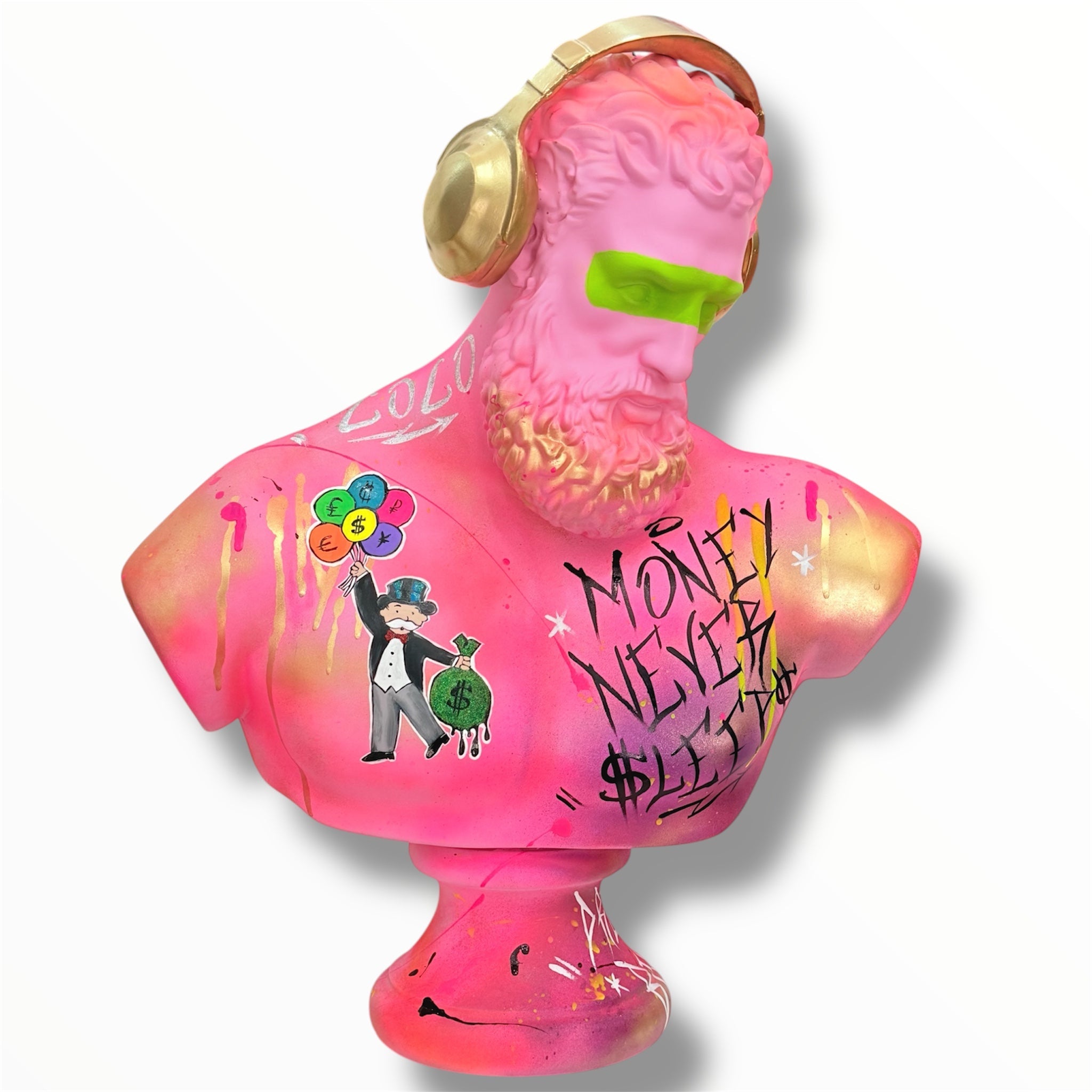 DJ Hercules Sculpture - XL Alec Monopoly Edition - alec monopoly xl dj hercules sculpture, luxury sculpture, product image 1