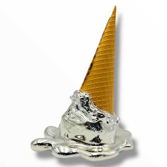 Opps! No.1 Melting Ice Cream Sculpture - Silver Chrome Edition - silver chrome opps no 1 melting ice cream sculpture, luxury…