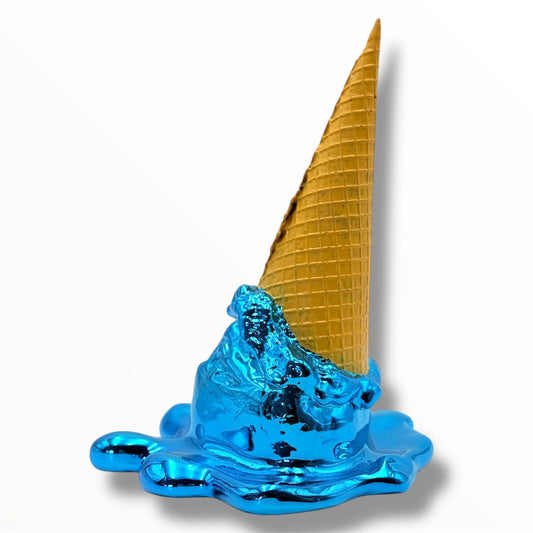 Opps! No.1 Melting Ice Cream Sculpture - Blue Chrome Edition - blue chrome opps no 1 melting ice cream sculpture, luxury…