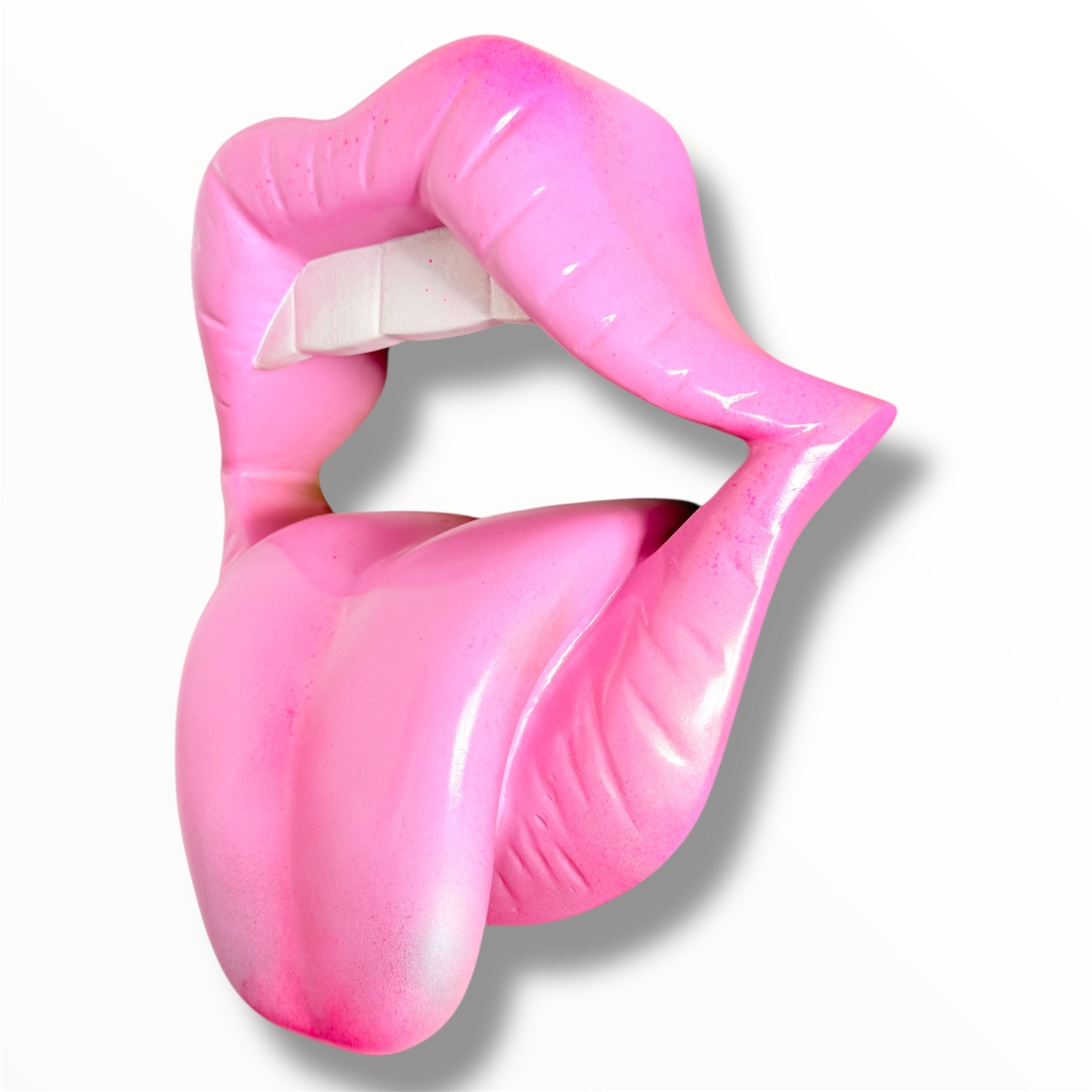 Iconic Kiss Wall Sculpture - Pink Neon Edition - iconic kiss wall sculpture, luxury wall art, product image 1
