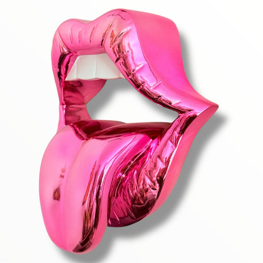Iconic Kiss - Candy Pink Chrome Edition - pink chrome candy pink candy iconic kiss, luxury sculpture, product image 1