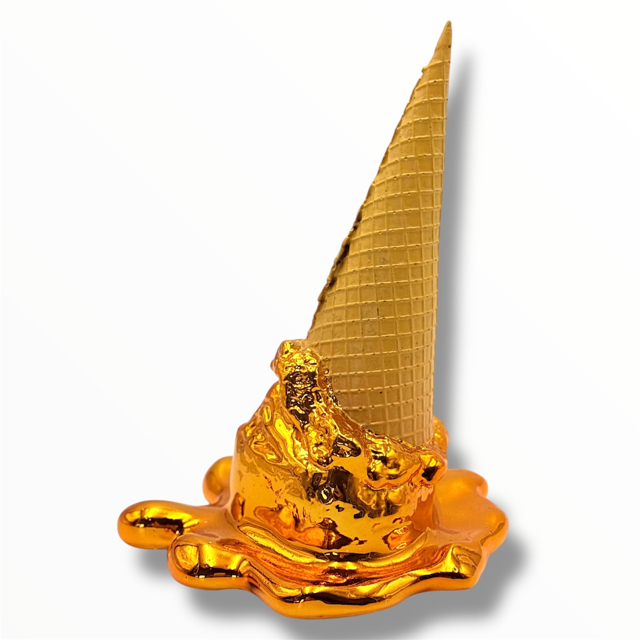 Opps! No.1 Melting Ice Cream Sculpture - Gold Chrome Edition - gold chrome opps no 1 melting ice cream sculpture, luxury…