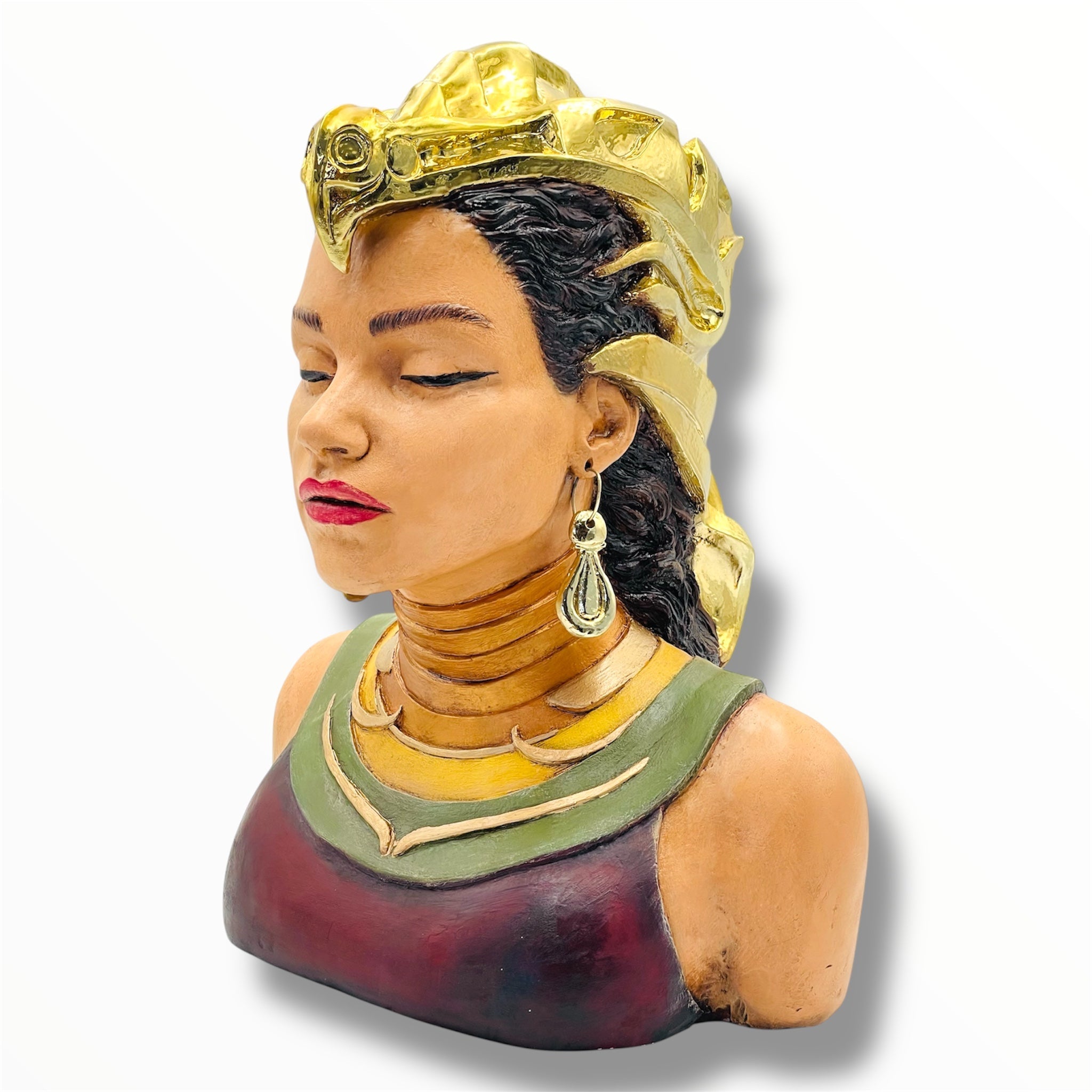Dryope Sculpture - Gold Chrome Helmet - gold chrome helmet dryope sculpture, luxury sculpture, product image 1