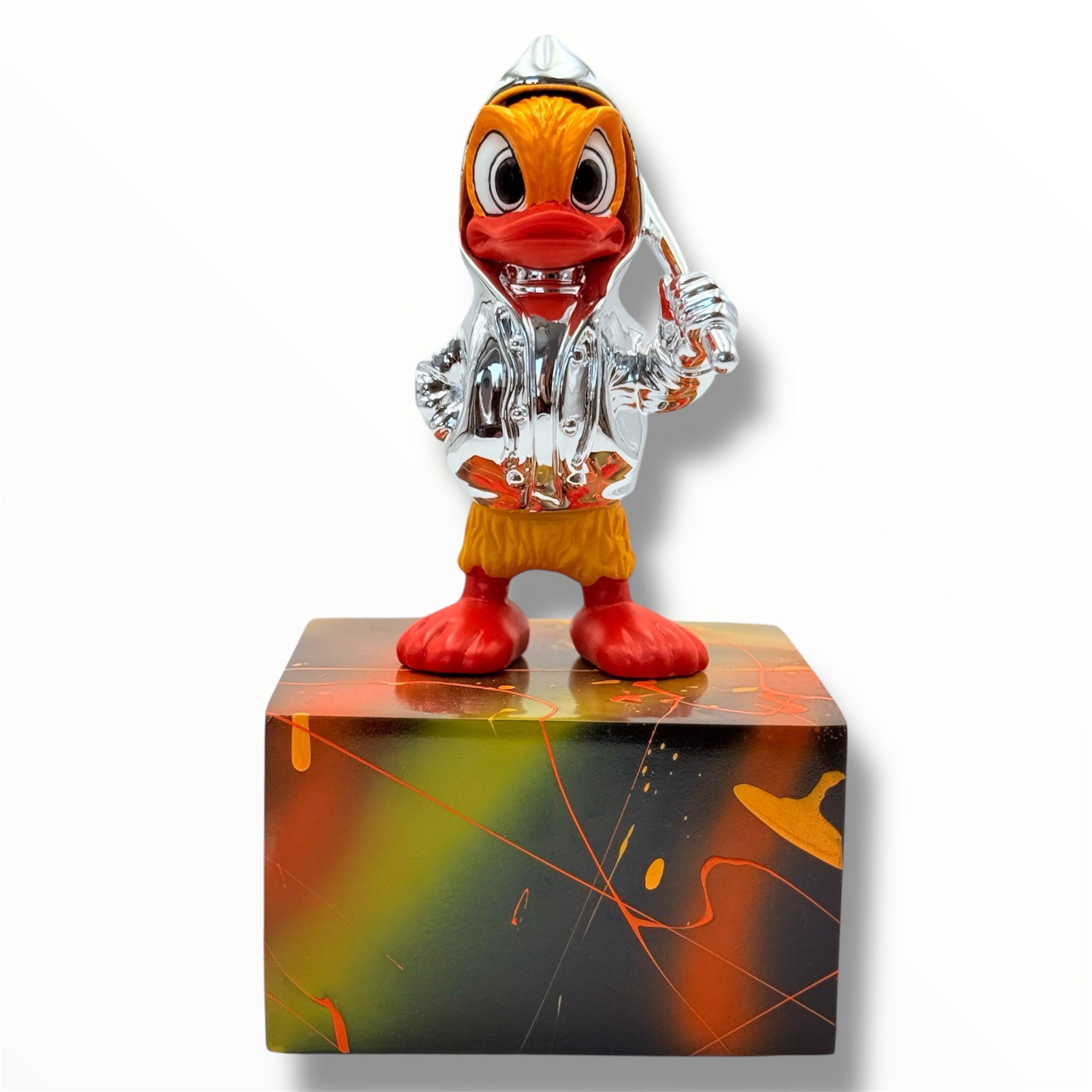 Duck Sculpture - Silver Chrome Jacket - silver chrome jacket duck sculpture, luxury sculpture, product image 1