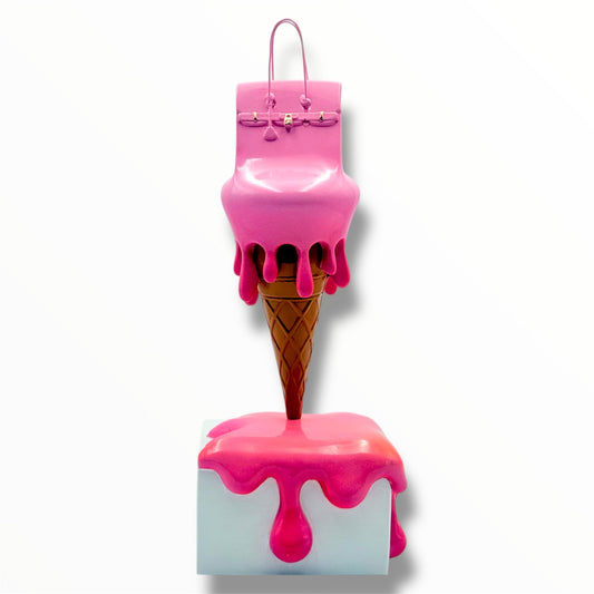 Melty Bag Sculpture - Light & Neon Pink Edition - neon pink light and neon pink neon melty bag sculpture, luxury sculpture…