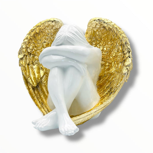 Angel Sculpture - Gold Chrome Wings - gold chrome wings angel sculpture, luxury sculpture, product image 1