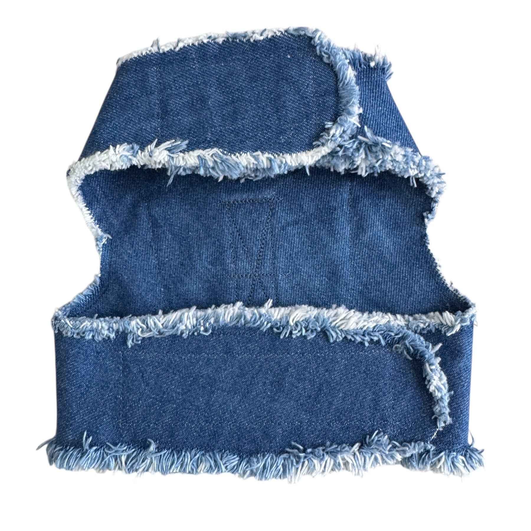 Denim Harness with Floral Initial