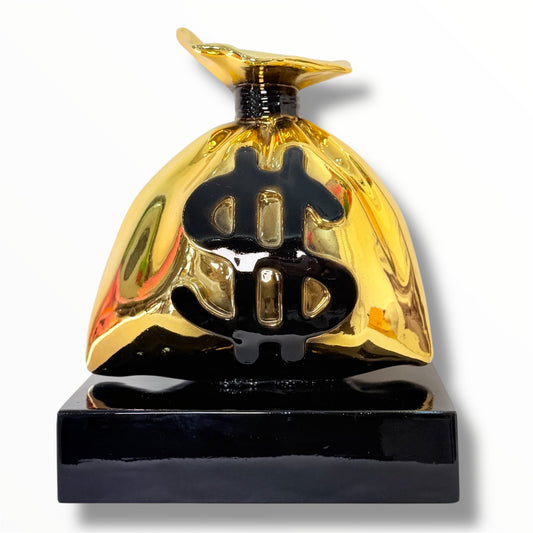 Green Money Bag Sculpture - Alec Monopoly Inspired Pop Art Sculpture - pop art alec monopoly green money bag sculpture…