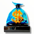 Load image into Gallery viewer, Blue Money Bag Sculpture - Alec Monopoly Inspired Pop Art Decor - pop art alec monopoly blue money bag sculpture, luxury…
