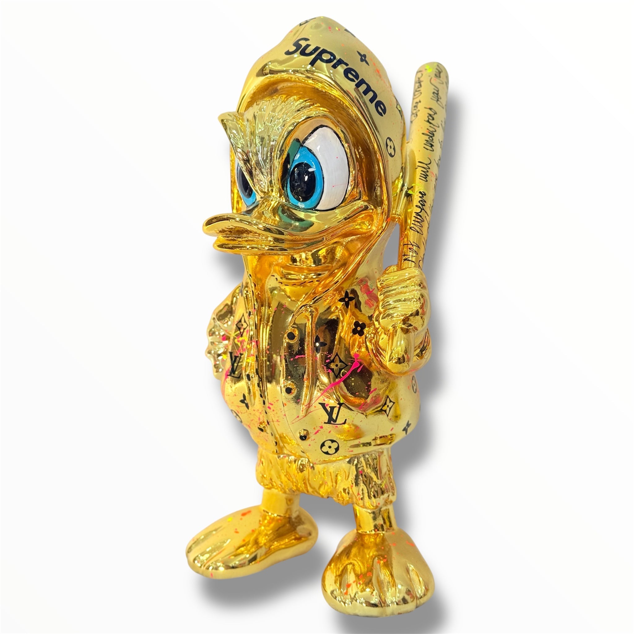 DUXX Duck Sculpture - Gold Chrome LV Edition - gold chrome lv duxx duck sculpture, luxury sculpture, product image 1