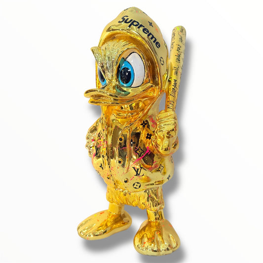 DUXX Duck Sculpture - Gold Chrome LV Edition - gold chrome lv duxx duck sculpture, luxury sculpture, product image 1