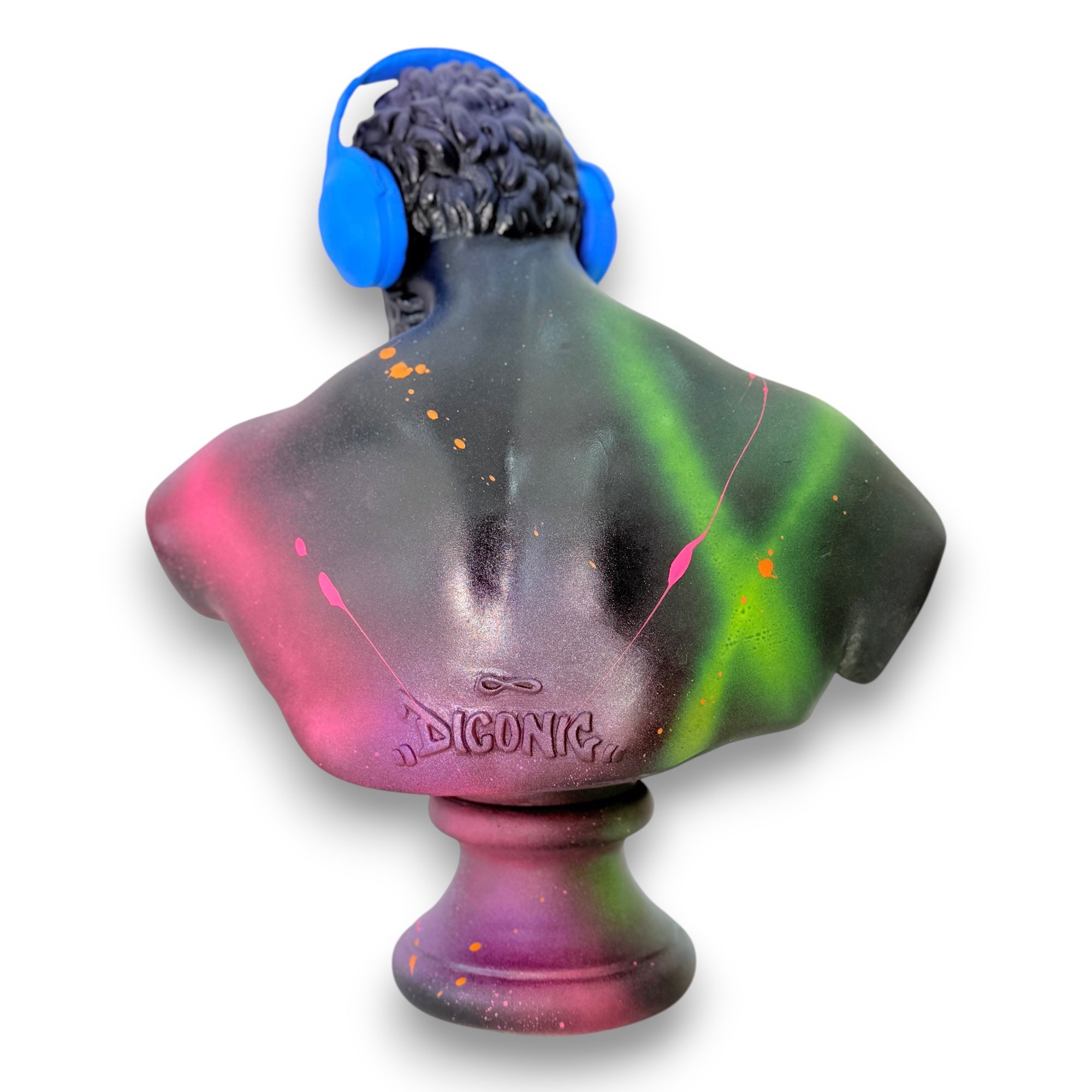 DJ Hercules KING Sculpture - Blue Headphones Pop Art Bust - pop art blue headphones dj hercules king sculpture, luxury…